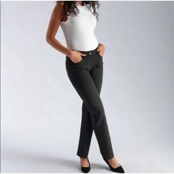 Betabrand Straight Leg Classic Yoga Dress Pants Charcoal Gray Size Medium - Picture 1 of 10
